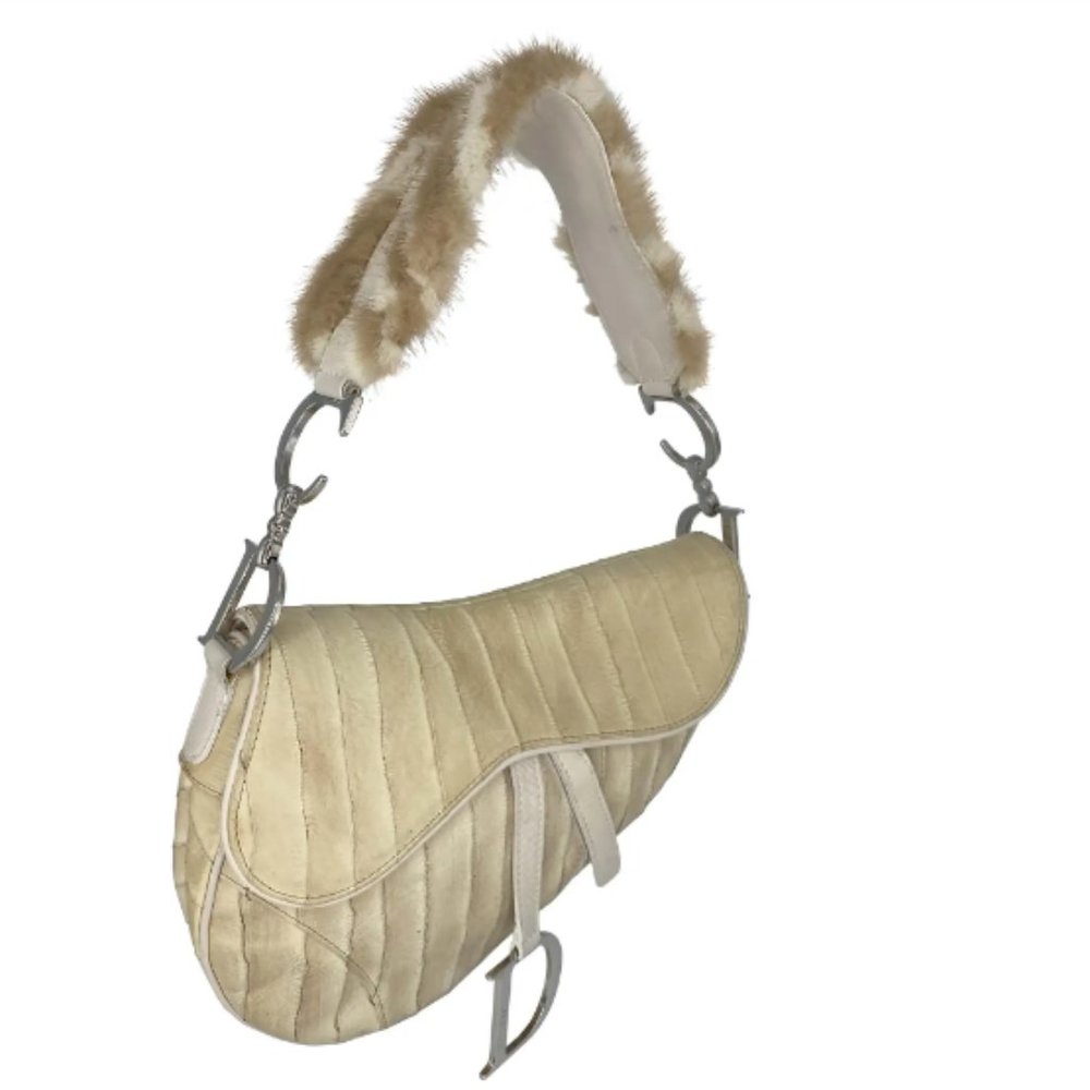 F/W 2004 Christian Dior by John Galliano Mink Eel Distressed Saddle Bag